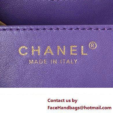 Chanel Lambskin  &  Gold-Tone Metal large Messenger Bag AS4610 purple 2024